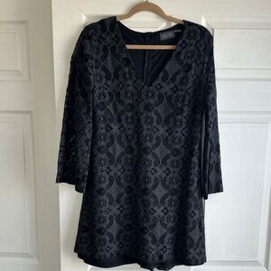 ASTR Black Lace Long Lines Sleeve Dress